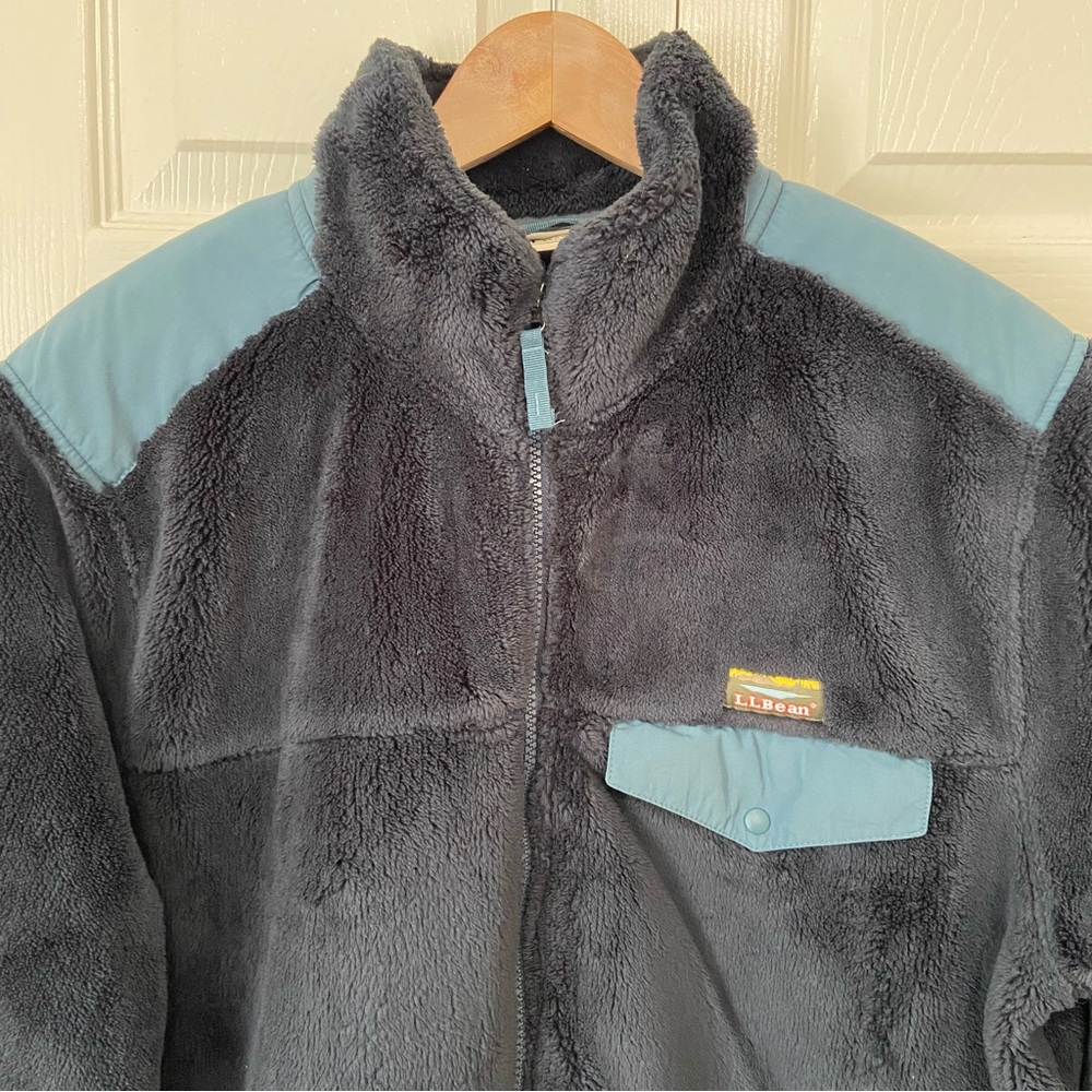 L.L.Bean Men’s Full Zip Sherpa Jacket Blue Size XL - Picture 3 of 7